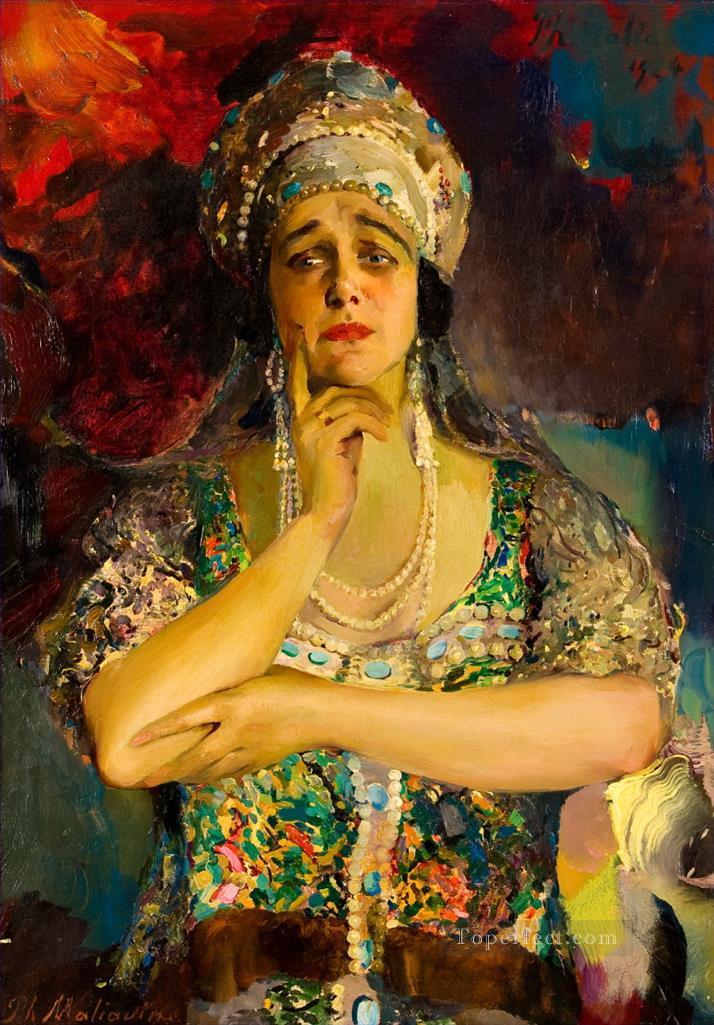 Portrait of the Singer Nadezhda Plevitskaya Konstantin Somov Oil Paintings